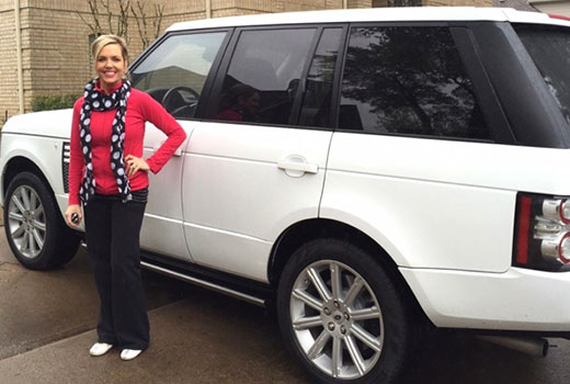 Charline and her new leased Land Rover Range Rover